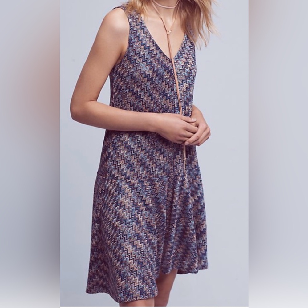 Anthropologie Maeve Elegant Zigzag Patterned Dress